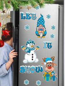 Christmas Snowman Refrigerator Stickers, Cute Children's Christmas Theme Stickers, Waterproof Santa Claus And Snowman Stickers, Fun Christmas Holiday Gift Stickers, Suitable For Girls And Boys, Christmas Party Gift Supplies, Baby Showers, Baby Party Decorations, Gender Reveal Decorations