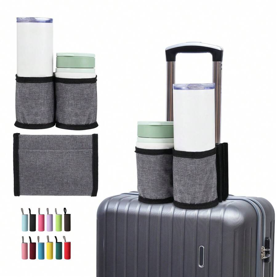 Luggage Handle Storage Bag Drink Bag Cup Holder For Suitcase Water Bottle Protection Sleeve Minimalist Water Cup Storage Bag Gifts For Friend Fits Roll On Suitcase Handles Attachment Holder Suitable For All Suitcase Handles Water Bottle Bag For Outdoor Travel Accessories Travel Essentials Summer Vacation Back To School - Multicolor - View 1