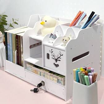 Desk Top Organizer & Marker Pen Storage Box, School Supplies, Back To School