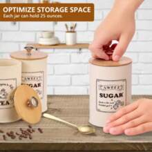 Bamboo Lid Sealed Coffee Sugar Tea Storage Jar Set 3 Piecescreative Sealed Moisture-Proof Kitchen Sealed Jar