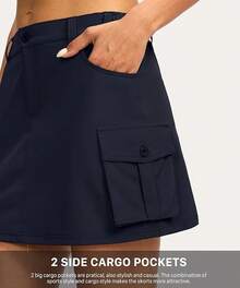 Women's Skort 5 Pockets Cargo Skirt Skirts Skorts Women Casual Summer Hiking - 海軍 - 查看 2