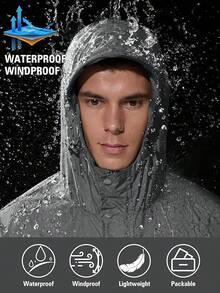 GYHSLightweight Rain Waterproof Windbreaker Packable Rain Coat - 深灰色 - 查看 2