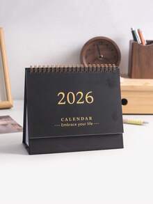 1 Pc Desk Calendar 2026 - Compact Vertical Flip Design, Durable Metal Ring Binding, Clear Monthly Layout - Simple And Fresh Calendar, Perfect For Home Office Or School Organization, Sophisticated Desk Calendar