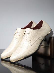 1 Pair Men's British Style Pointed Toe Formal Dress Shoes, Korean Fashion Stylist Business Attire