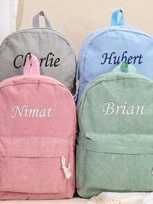 1 pieza Mochila infantil personalizada con bordado de nombre, regalo lindo para bebés para el Día del Niño - Multicolor - Ver 5