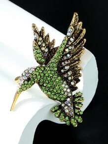 1pc Women's Hummingbird Rhinestone Brooch, Bird Animal Suit Pin Accessory