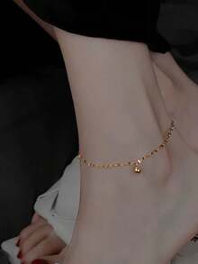 1pc Fashionable Minimalist Gold Ball, Star & Heart Pendant Anklet Jewelry For Women