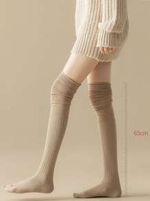 1/4 pary damskich skarpetek za kolano, w jednolitym kolorze, cienkich i długich, wygodnych, z wysokim łączeniem rurek, uniwersalnych, czarno-białych, Y2K