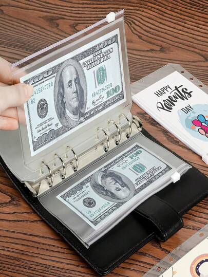 3/10 piezas Bolsa con cremallera transparente tamaño A6 impermeable para hojas sueltas, sobre con cremallera de 6 agujeros para guardar dinero, sobres con cremallera transparentes tamaño A6 para organizador de dinero, bolsas para hojas sueltas, documentos, útiles escolares, plan de ahorro, plan de ahorro quincenal, plan de ahorro de 10000, estrategia de ahorro