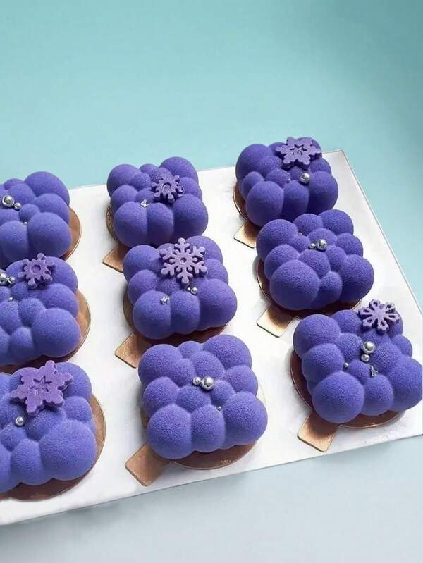 1 pieza Molde de silicona para tartas con efecto de burbuja en forma de nube 3D - 6 cuadrados, molde de silicona, plato para hornear, apto para alimentos, cumpleaños, pastelería, postres y decoración, decoración de cumpleaños