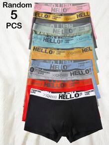 Sous-vêtements pour homme, 5 couleurs aléatoires, ceinture Hello, boxers fins, sous-vêtements pour homme pour la rentrée, boxers courts extensibles et confortables, shorts de sport, boxers doux et à la mode, sous-vêtements originaux pour homme, coffret cadeau, sous-vêtements pour adolescents