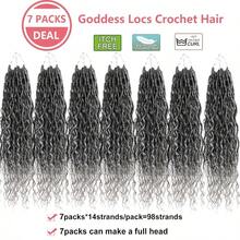 MOmbre Grey Crochet Hair For Women14 Inch Boho Godd Locs Crochet Hair 7 Packs Salt And Pepper Faux Locs With Curly Ends Pre Looped Hippie River Locs Crochet Braids 14" 7packs T1B Gray# 6001 - T1BGray - Xem 2