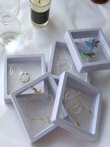 20 件珠宝展示盒，珠宝收纳包装盒，透明/黑色/白色 PE 薄膜浮动收纳盒，用于戒指/耳环/项链，防锈密封收纳盒，带松紧带，高级礼品盒，用于手镯、吊坠和手工工艺品，珠宝收纳盒和收纳盒 - 彩色 - 查看 1