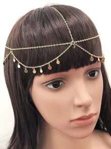 Fashion Round Tassel Tiara Chain Hair Jewelry Accessories, Bohemian Multi-Layered Headband Hair Accessories, Metal Hair Decoration Hair Chain