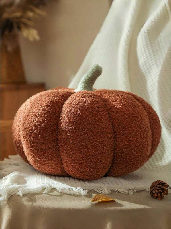 Kürbiskissen, Thanksgiving Kürbis Zierkissen, braune kürbisförmige Kissen für Herbst Raumdekoration, Teddy Plüsckissen süß für Thanksgiving, große Akzentkissen für den Herbst