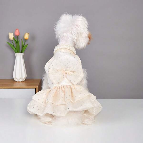 1 Peça Vestido de Estimação, Vestido Leve de Cores de Doces para Primavera/Verão com Camadas para Cachorros Pequenos Poodle