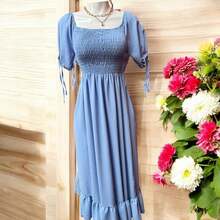 VESTIDO LARGO TIPO CAMPESINO CON MANGA MOD. ALY - Azul Wander - Ver 6