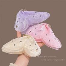 1 Peça/2 Peças Delicado Grampo de Cabelo Tipo Garra de Caranguejo com Pérola Falsa e Borboleta de Chiffon Francês, Acessório de Cabelo Elegante e Minimalista, Material Escolar, Faculdade, Acessórios de Cabelo com Pérola Falsa