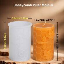 1 buah Cetakan Silinder Silikon Bentuk Sarang Lebah dan Bunga Timbul, Cetakan Dekorasi Lilin Aromaterapi DIY, Kerajinan Tangan, Pembuatan Hadiah, Bentuk Bulat Bertema Serangga - MultiWarna - View 9