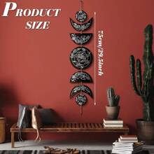 BBTO Boho Wall Decoration Moon Phases Wall Art Stars Moon Decoration Minimalist Room Wooden Gothic Witchy Door Pediments Hanging Sign Black White