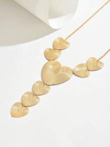 1 pieza Collar en forma de Y con estilo metálico exagerado para mujeres, diseño bohemio vintage geométrico de corazón de parches, cadena de clavícula, adecuado para uso diario, calle, espectáculo, ocio, accesorio versátil