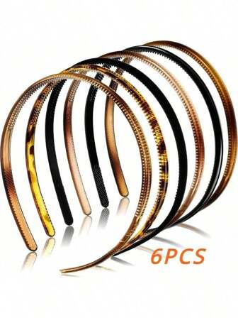 6pcs Resin Headbands Solid Colorful Non-Slip Women Hair Accessories Plastic Hairbands Hair Accessories For Ladies, Headband, Hair Tie, Head Band, Hairband Headband For Women, Hair Accessories, Hair Hoop ,Head Piece ,Home,Skincare Headband