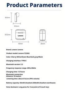 Lenovo 藍牙耳機TC3302 半入耳式50H續航力+ENC降噪 蘋果華為直連 0延遲音畫同步 高畫質通話 運動防水防汗 白色 - 白色 - 查看 7