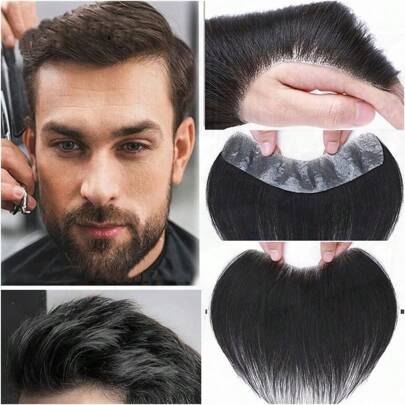 PZWTupe Para Hombre Linea Capilar Tipo Tupe Frente Frontal 0.0020.006 In Base De Poliuretano Completo Cabello Humano Indio #1B Color Negro Natural En