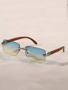 1 Pair Women's Leopard Pattern Frameless Retro Vintage Gradient Fashion Glasses Preppy Style For Back To School Rectangle Shape Rectangular Shape Shades - Multicolor - View 1