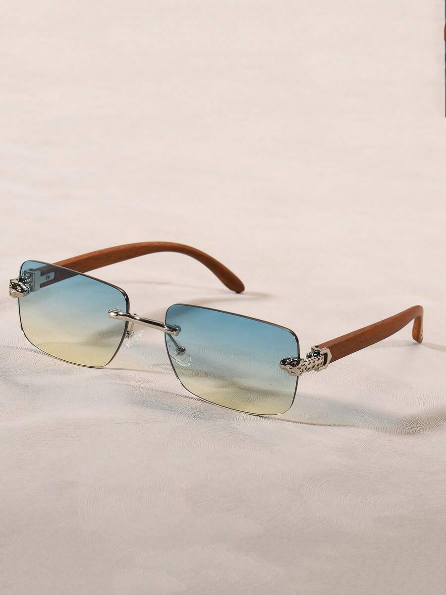 1 Pair Women's Leopard Pattern Frameless Retro Vintage Gradient Fashion Glasses Preppy Style For Back To School Rectangle Shape Rectangular Shape Shades - Multicolor - View 1