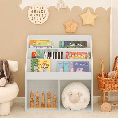 SoBuy Children Kids Bookcase Bookshelf Storage Display Shelf Rack Organizer White W73 X D30 X H80cm KMB01-W