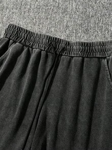 Pantalones cortos casuales de verano para hombre lavados y desgastados con estilo vintage - Negro - Ver 5