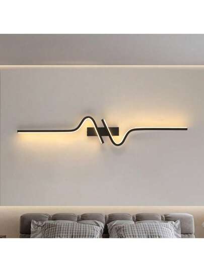 Moderne LED Wavy Wand Lamp, Home Providing Warm Lighting. This Aluminum Sconce Is Ideal Bedside, Luxe Indoor Lighting, Entryway, Attic, Garden, Porch, Dining Hall, Corridor, Living Room, Kitchen Isl Bedroom. view 3