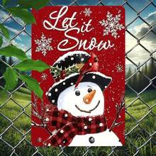 1Pc Vintage Iron "Let It Snow" Snowman Wall Art Plaque - Rustic Red & Black Metal Sign With Festive Snowflakes & Pine Branches, 7.87x11.81 Inch Indoor/Outdoor Holiday Decor For Christmas, Winter Parties, Garden - No Electricity Needed, Unique Gift Idea, Snowflake Decorations, Christmas Party Decoration, Winter Theme Decor, Classic Craftsmanship