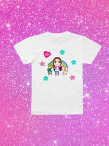 Playera  De Lara Campos  Niñas Premium Moda Cute Top Lindo De Niña Verano Diseño Cute Rhenné Galleta Lara - Rosa - Ver 1