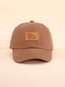 1 chiếc mũ lưỡi trai trẻ em kèm thẻ hình khủng long bằng da giả, màu trơn, chống nắng, thích hợp cho hoạt động ngoài trời và mặc hàng ngày. - Logo khủng long - Xem 8