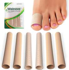 10Pack Toe Caps Closed Toe Surface Fabric Sleeve Protectors With Gel, Prevent Pain Relief Corns, Blisters And Ingrown Toenails (Size Large + Size Medium) 3C9O - Beige - 6 Large - View 8