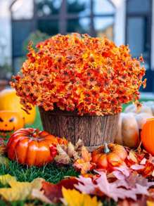 4 Bundles Fall Artificial Flowers, Uv Resistant Fake Plastic Plants For Home Decor, Orange Shrubs Hanging Flower Plant For Home Fall Front Door Porch Garden Autumn Decor To Add A Touch Of Classy To Your Patio And Balcony, Corridor, Garden, Yard, Dining Table, Living Room, Wedding Party, Simulation Vine Flowers, Wedding Party Decor, Fall Decor,Autumn Halloween Decor Room Decor