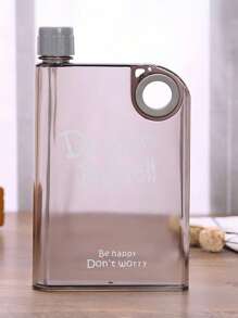 1pc Flat Water Bottle,380ml Portable Plastic Transparent Water Bottle A5 Plastic Memo Paper Travel Flask For School Activity Outdoor Gym Cycling Hiking