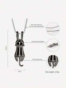 S925 Sterling Silver Cute Beauty Cat Pendant Necklace, Clavicle Chain Silver Neck Jewelry, Beautiful Gift For Couples And Best Friends, Daily New Year And Christmas Valentine's Day Mother's Day Gift, Comes With Antioxidant Storage Box