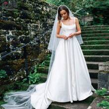 1pc Beige Double-Layer Short Bridal Veil With Comb