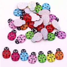 10/30/50/100pcs Lady Bug Garden Decor, Landscape Figurines For Succulent Pot, Wooden Craft Insect DIY Accessories,Cartoon Simulation Beetle Shaped Mixed Resin Patch