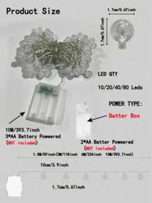 1 PACK 10/20/40/80 Guirlandes lumineuses à boules de cristal à LED alimentées par batterie, lumières de fée intérieures étanches, boules suspendues pour chambre, jardin, arbre, camping, mariage, fête et décoration
