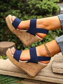 Damen Plateausandale mit Keilabsatz, dicke Sohle, im EU-Stil, Espadrilles Keilabsatz Sandale in Große Größen, wasserfeste Plateauschuhe mit modischen hohen Absätzen