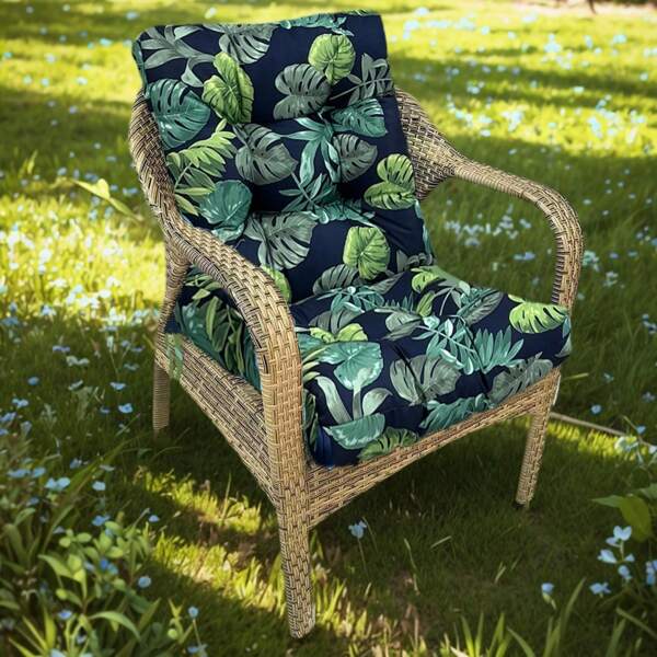 Back Chair Cushion Waterproof Polyester Rocking Chair Cushion With Non-Slip Ties Anti-Fading Deep Seat Chair Cushions, Outdoor Dining Chair Cushion For Patio Cushion Furniture