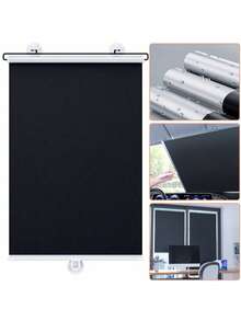 免钻孔遮光窗帘带 3 个吸盘黑色可伸缩卷轴便携式窗帘适用于家庭办公室汽车 - 彩色 - 查看 7