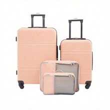 4 Pc Hardside Spinner Luggage Set With 20 And 25 Suitcases And Packing Cubes Pearl Blush