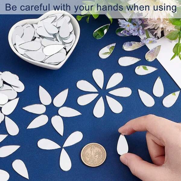 1 Set Of 100pcs Creative Nordic Style Raindrop Mirror Wall Stickers DIY Children's Room Cartoon Self-Adhesive Mirror Decals Wall Decor Room Decor