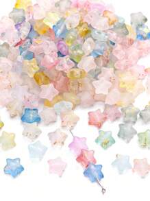 50 piezas Cuentas de estrella de acrílico elegantes, acabado brillante y mate, colores surtidos, adecuadas para hacer joyas DIY, pulseras y collares