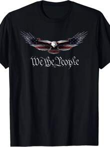 Camiseta American Patriot Freedom Eagle con Bandera de EE. UU. - 100% Algodón - 220g - Negro - Ver 1